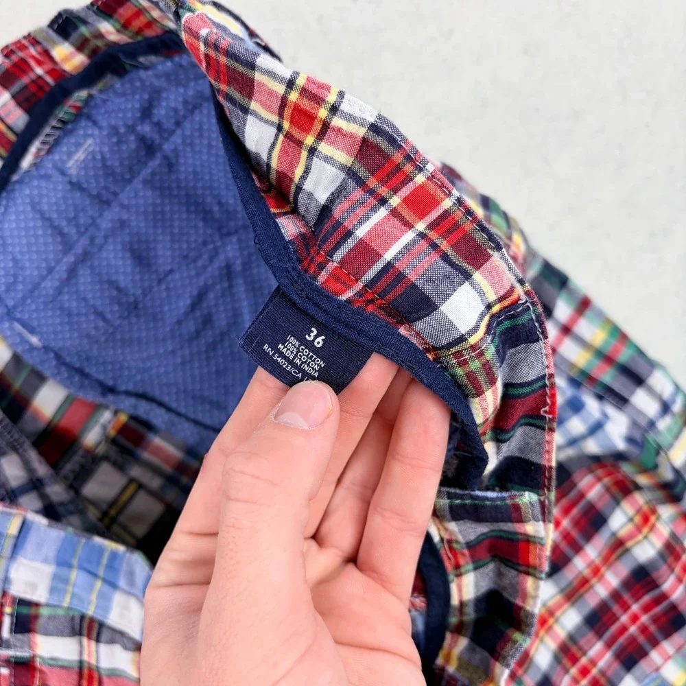 Old Navy Surplus Company Mens 36 Patchwork Plaid Shorts Multicolor Cotton